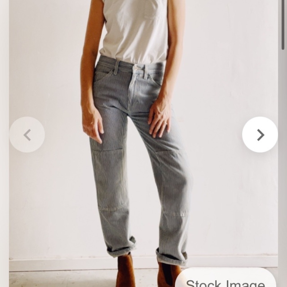Hey gang! knee patch hickory stripe jeans